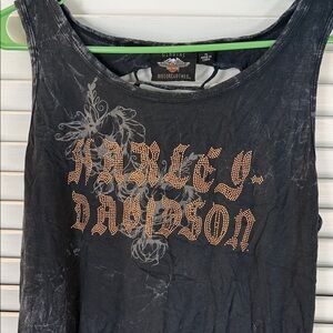 Harley-Davidson Distressed Black Tank Top with Graphic